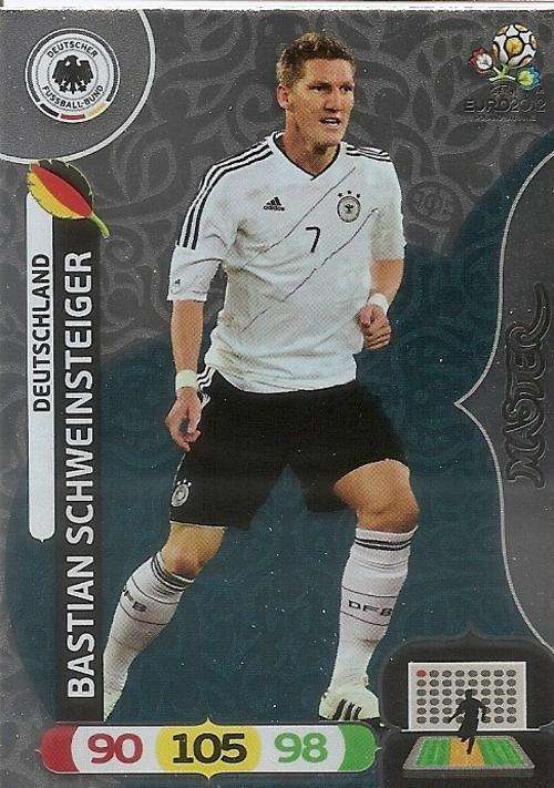 BASTIAN SCHWEINSTEIGER - PANINI `ADRENALYN EURO 2012` - SILVER FOIL `MASTER` TRADING CARD