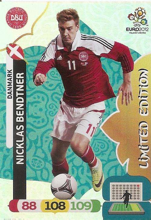NICKLAS BENDTNER - PANINI UEFA EURO 2012 COLLECTION -  SUPER RARE `LIMITED EDITION` TRADING CARD