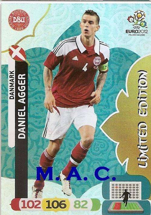 DANIEL AGGER - PANINI UEFA EURO 2012 COLLECTION -  "SUPER RARE" "LIMITED EDITION" CARD