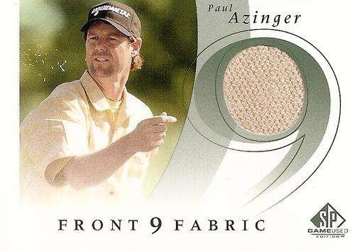 PAUL AZINGER - `AUTHENTIC FRONT 9 FABRICS SWATCH` CARD - by UPPER DECK