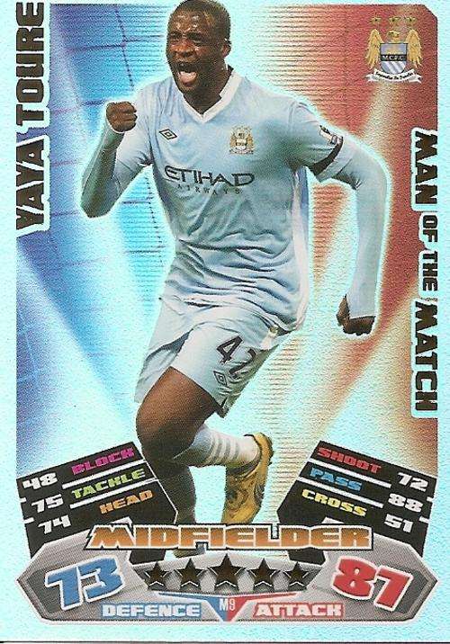 MATCH ATTAX EXTRA 2012 - YAYA TOURE "MAN of the MATCH" CARD