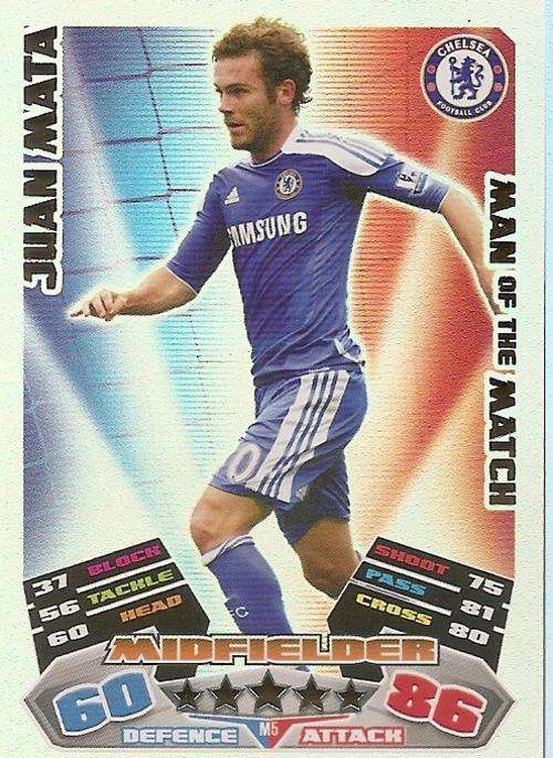 MATCH ATTAX EXTRA 2012 - JUAN MATA "MAN of the MATCH" CARD