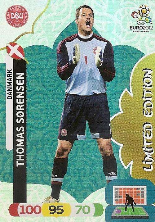 THOMAS SORENSEN - PANINI ADRENALYN EURO 2012 -  `SUPER RARE` `LIMITED EDITION` CARD