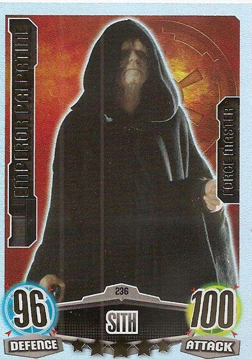 STAR WARS 2012 - FORCE ATTAX MOVIE SERIES - EMPEROR PALPATINE `FORCE MASTER` CARD 236