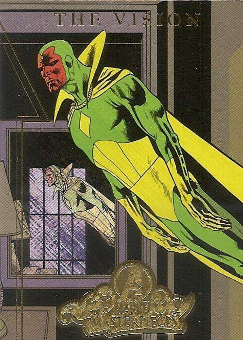 MARVEL MASTERPIECES 2008 - THE VISION `GOLD LIMITED INSERT` CARD A8 of 9