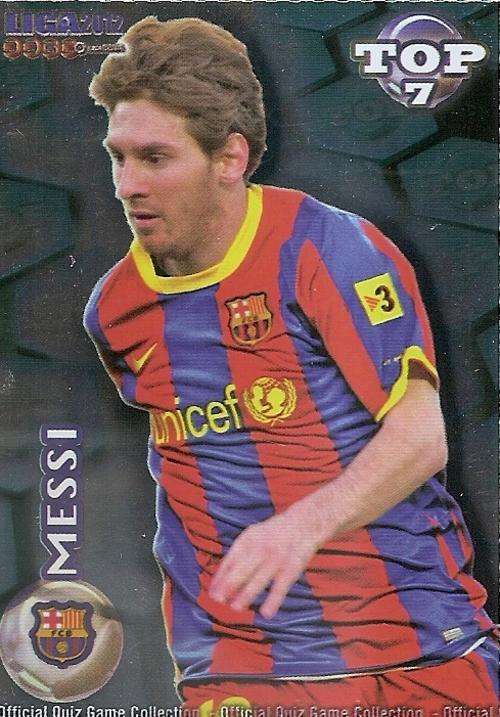 LIONEL MESSI "TOP 7" SILVER  CARD - MUNDI CROMO LA LIGA 2012