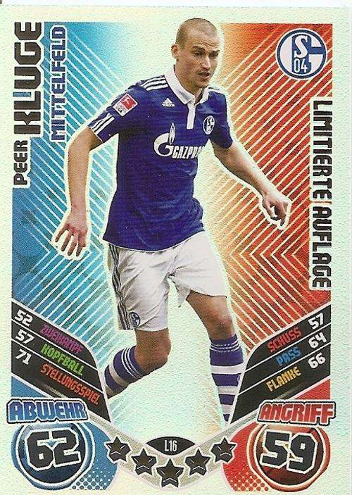 MATCH ATTAX "EXTRA" "BUNDESLIGA" 2012 - PEER KLUGE "VERY RARE" LIMITED EDITION CARD L16