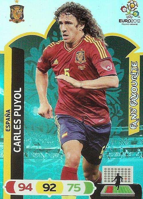 CARLES PUYOL - PANINI ADRENALYN EURO 2012 - "FANS FAVOURITE" TRADING CARD