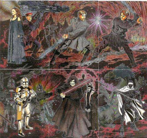 STAR WARS `EVOLUTION UPDATE` - VERY RARE COMPLETE SET of 6 `ETCHED EMBOSSED` TRADING CARDS