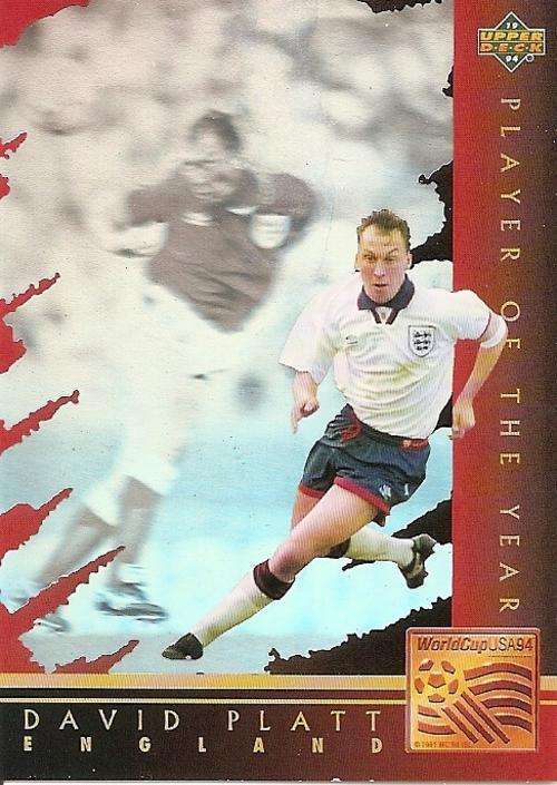 WORLD CUP 1994 USA - DAVID PLATT  "PLAYER OF THE YEAR" WC3 PLATINUM CARD - Eng/Germ