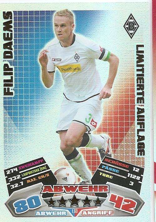 MATCH ATTAX 2012/13 "BUNDESLIGA" - FILIP DAEMS " LIMITED EDITION" CARD L13