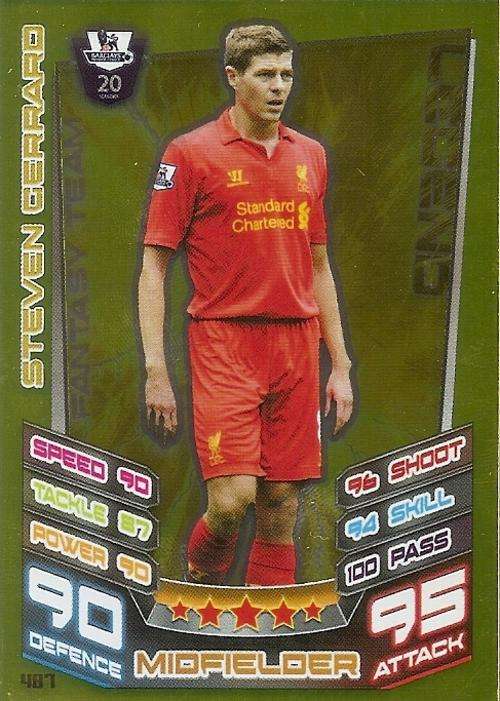 MATCH ATTAX 2012/2013 - STEVEN GERRARD "GOLD LEGEND" CARD 487