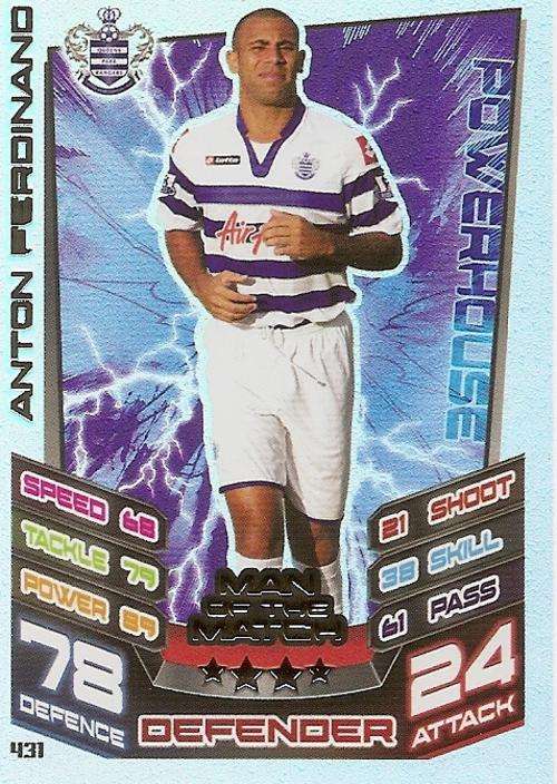 MATCH ATTAX 2012/2013 - ANTON FERDINAND `MAN of the MATCH` CARD