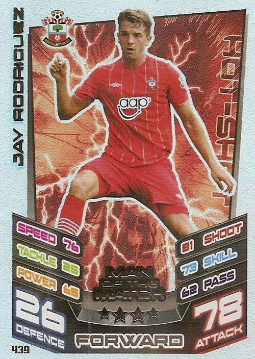 MATCH ATTAX 2012/2013 - JAY RODRIGUEZ `MAN of the MATCH` CARD
