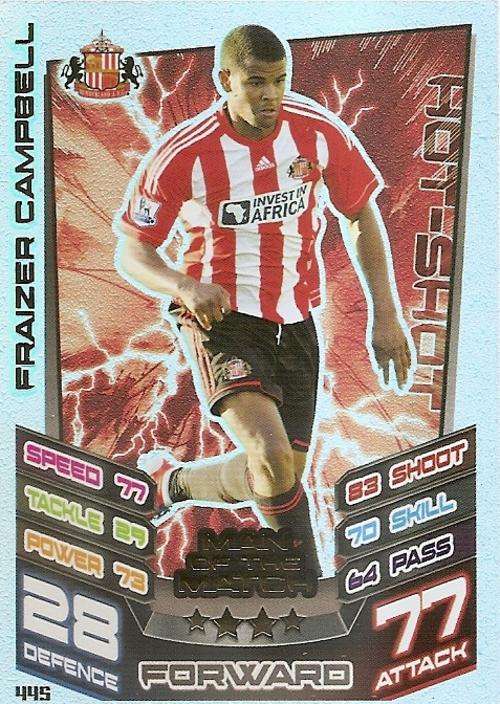 MATCH ATTAX 2012/2013 - FRAIZER CAMPBELL `MAN of the MATCH` CARD