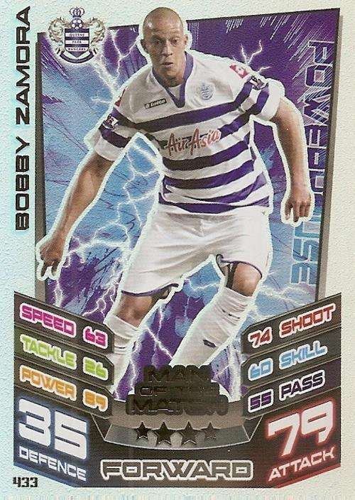 MATCH ATTAX 2012/2013 - BOBBY ZAMORA `MAN of the MATCH` CARD