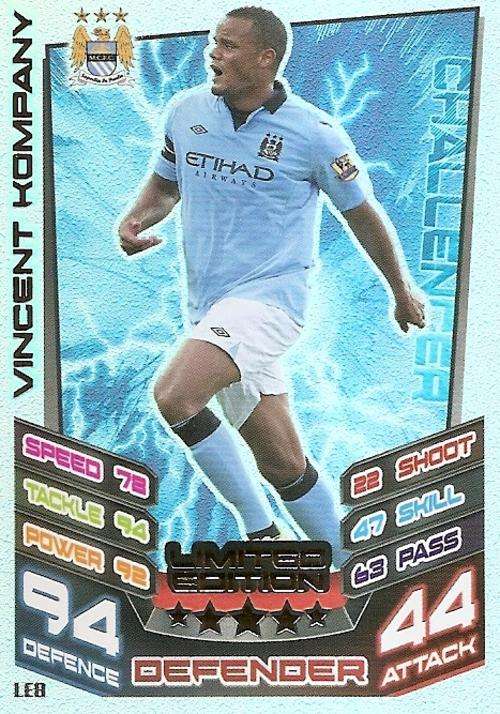 MATCH ATTAX 2012/2013 - VINCENT KOMPANY `ULTRA RARE`  `LIMITED EDITION` CARD LE8