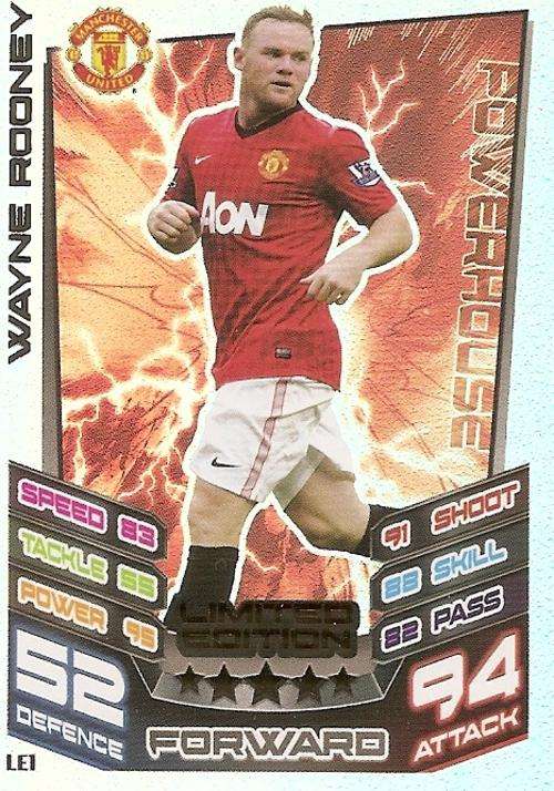 MATCH ATTAX 2012/2013 - WAYNE ROONEY  `LIMITED EDITION` CARD LE1