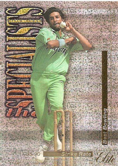 WASIM AKRAM - 1996 FUTERA CRICKET PREMIUM  COLLECTION - RARE `SPECIALISTS` TS12 FOIL CARD 0725
