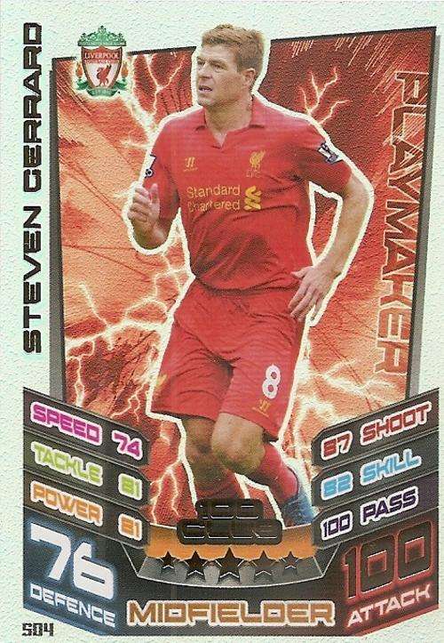 MATCH ATTAX 2012/2013 - STEVEN GERRARD "RARE" "CLUB 100"  CARD