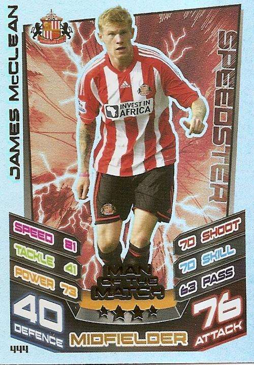 MATCH ATTAX 2012/2013 - JAMES McCLEAN `MAN of the MATCH` CARD