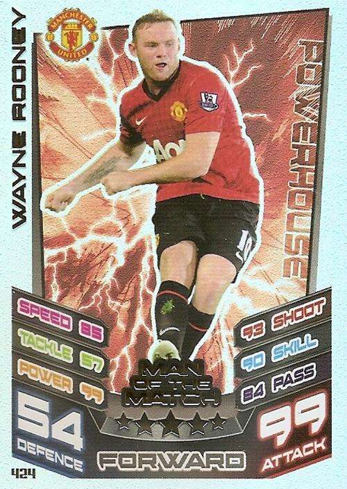 WAYNE ROONEY - TOPPS `MATCH ATTAX` 2012/13 - FOIL `Man of the Match` TRADING CARD