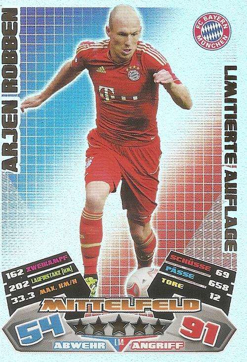 MATCH ATTAX 2012/13 "BUNDESLIGA" - ARJEN ROBBEN " LIMITED EDITION" CARD L14