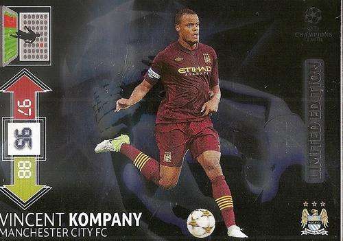VINCENT KOMPANY - PANINI CHAMPIONS LEAGUE ADRENALYN XL 2012/2013 - `LIMITED EDITION` CARD
