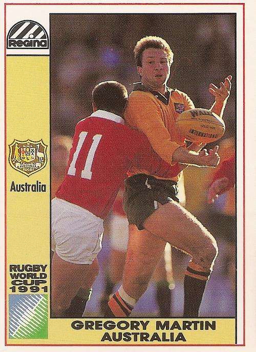1991 RUGBY WORLD CUP(REGINA) - GREGORY MARTIN "AUSTRALIA" CARD 12
