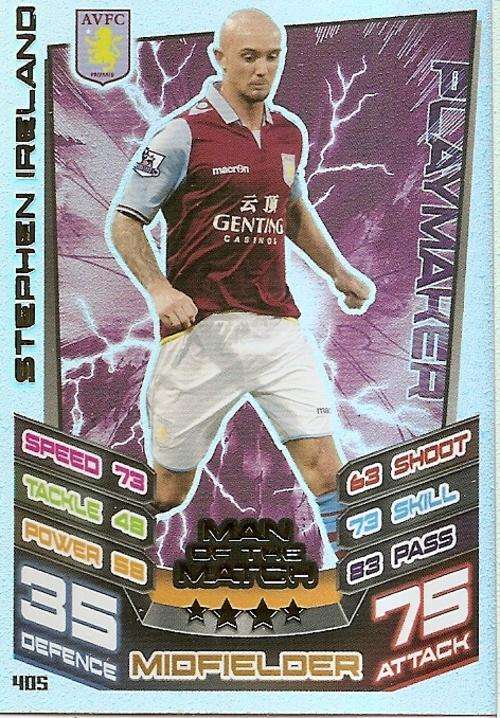 MATCH ATTAX 2012/2013 - STEPHEN IRELAND `MAN of the MATCH` CARD
