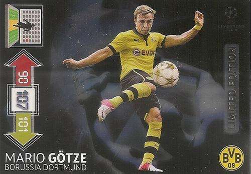 MARIO GOTZE - PANINI CHAMPIONS LEAGUE ADRENALYN XL 2012/2013 -  `LIMITED EDITION` CARD