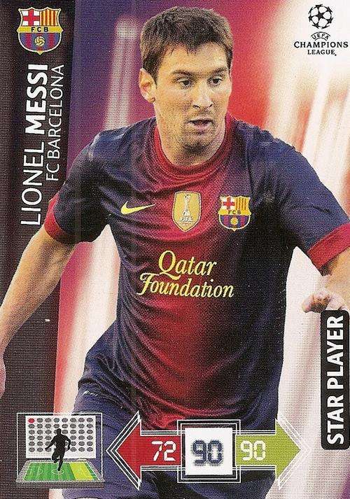 LIONEL MESSI - CHAMPIONS LEAGUE ADRENALYN XL 2012/2013 - `STAR PLAYER` TRADING CARD