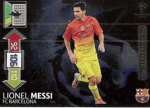 LIONEL MESSI - PANINI `CHAMPIONS LEAGUE` ADRENALYN XL 2012/13 - RARE LIMITED EDITION TRADING CARD