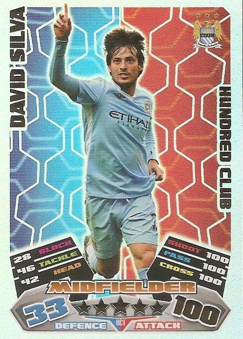 MATCH ATTAX "EXTRA" 2012 - DAVID SILVA  "CLUB 100" CARD