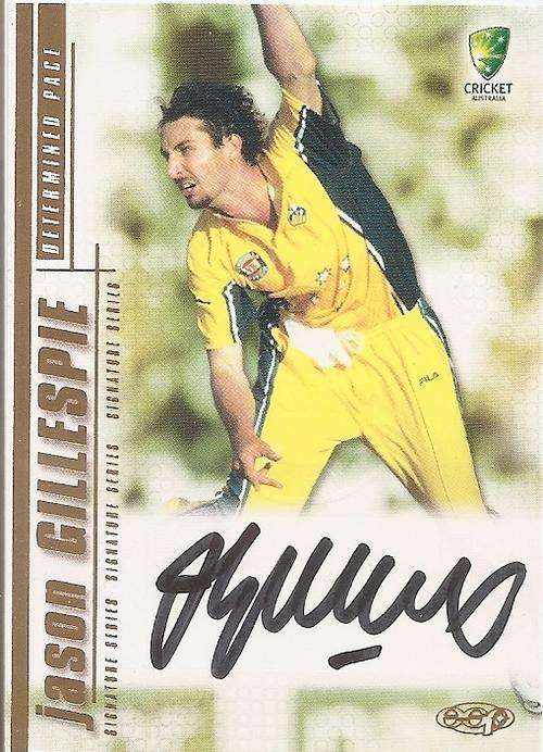JASON GILLESPIE - AUSTRALIA "CRICKET" 2003/04 COLLECTION - "ULTRA RARE" "SIGNATURE" CARD SS04 1 of 1