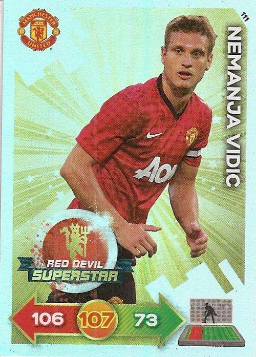 NAMANDJA VIDIC - PANINI `MANCHESTER UNITED ADRENALYN XL 2013` - FOIL `SUPERSTAR` ULTIMATE CARD 111