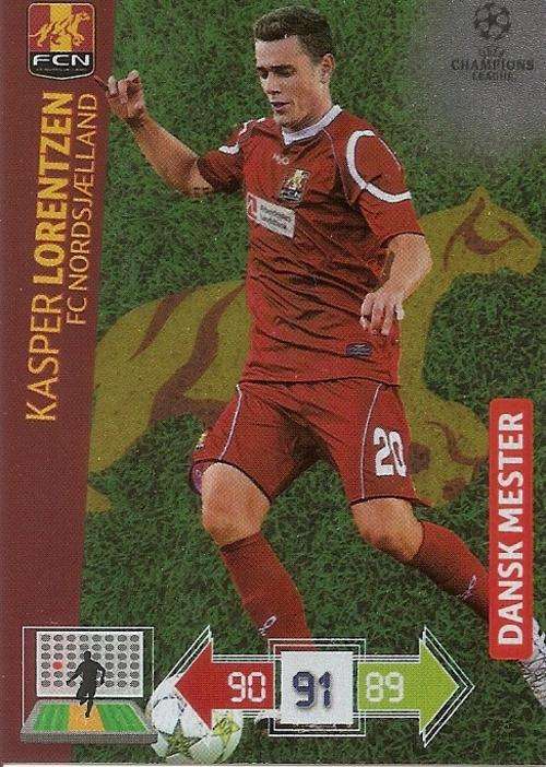 CHAMPIONS LEAGUE ADRENALYN XL 2012/2013 - KASPER LORENTZEN "ULTRA RARE" "DANNISH MASTER" CARD