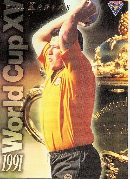 PHILL KEARNS - `WALLABIES 95 FUTERA COLLECTION` - `RARE 91 WORLD CHAMPIONS` TRADING CARD WC2