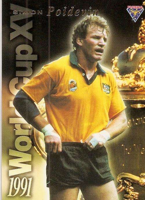 SIMON POIDEVIN - `WALLABIES 95 FUTERA COLLECTION` - `RARE 91 WORLD CHAMPIONS` TRADING CARD WC6