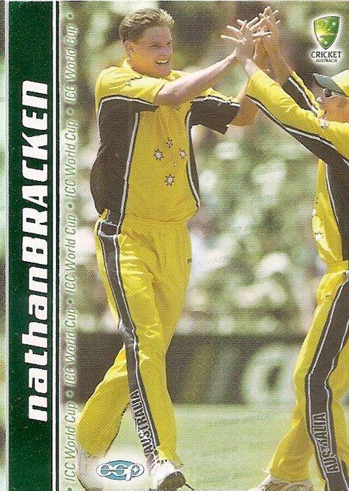 AUSTRALIA "CRICKET" 2003/04 COLLECTION - NATHAN BRACKEN "WORLD CUP SQUAD" CARD WC5