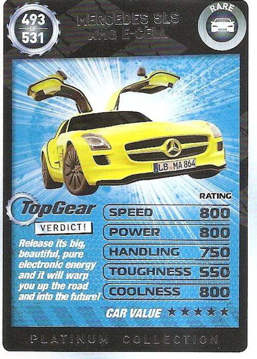 TOP GEAR TURBO CHALLENGE PLATINUM - MERCEDES SLS AMG "RARE" 493 CARD