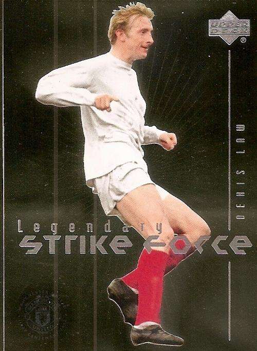 DENNIS LAW - RARE `LEGENDARY STRIKE FORCE` GOLD INSERT LSF3 - UPPER DECK MANCHESTER UNITED 2002