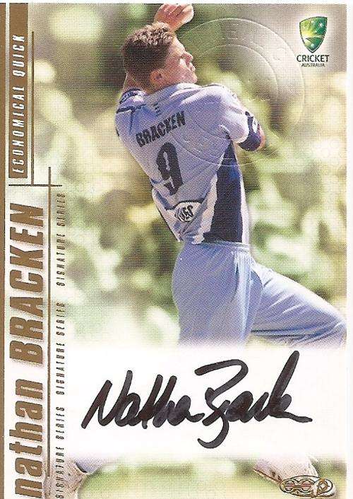 NATHAN BRAKEN - AUSTRALIA "CRICKET" 2003/04 COLLECTION - "ULTRA RARE" "SIGNATURE" CARD SS09 1 of 1