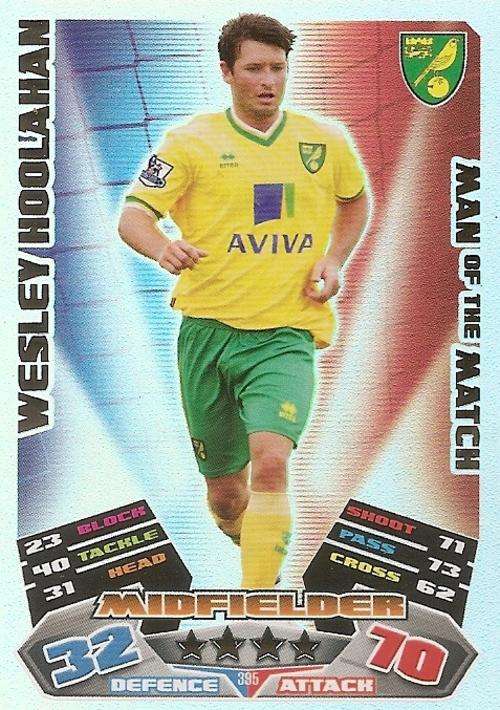 MATCH ATTAX 2012 - WESLEY HOOLAHAN "MAN of the MATCH" CARD