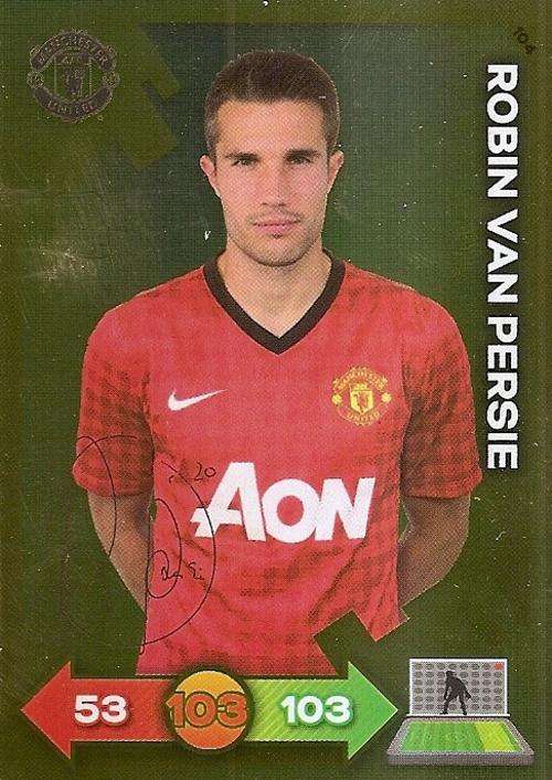 ROBIN VAN PERSIE - PANINI `MANCHESTER UNITED ADRENALYN XL 2013` - RARE `GOLD FOIL AUTO` CARD 104
