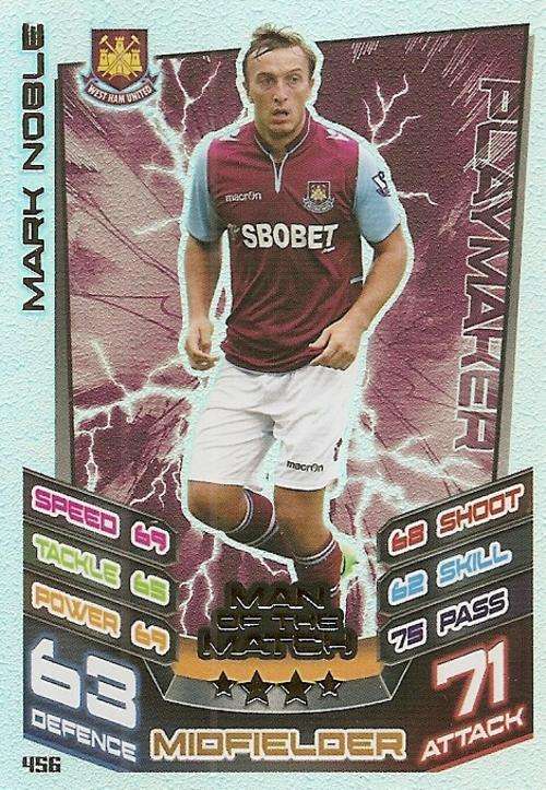 MATCH ATTAX 2012/2013 - MARK NOBLE `MAN of the MATCH` CARD 456