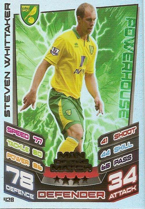 MATCH ATTAX 2012/2013 - STEVE WHITTAKER `MAN of the MATCH` CARD 428