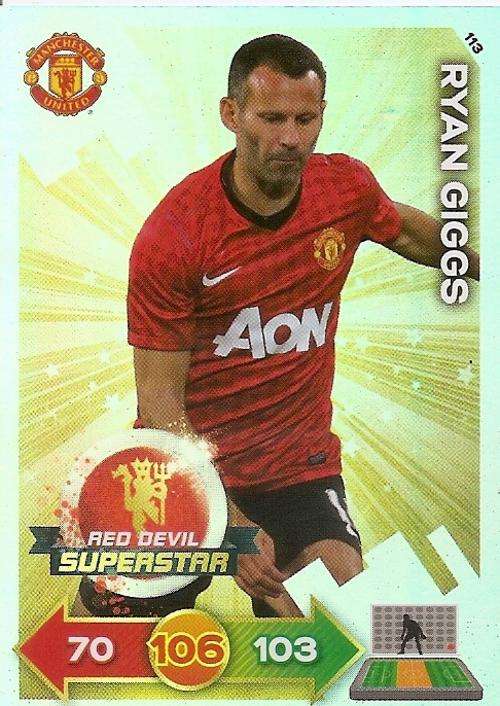 RYAN GIGGS - PANINI `MANCHESTER UNITED ADRENALYN XL 2013` - FOIL `SUPERSTAR` ULTIMATE CARD 113