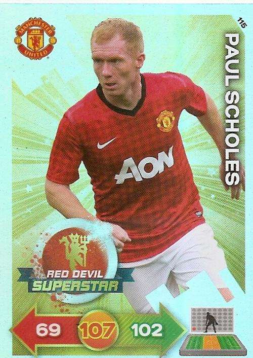 PAUL SCHOLES - PANINI `MANCHESTER UNITED ADRENALYN XL 2013` - FOIL `SUPERSTAR` ULTIMATE CARD 115