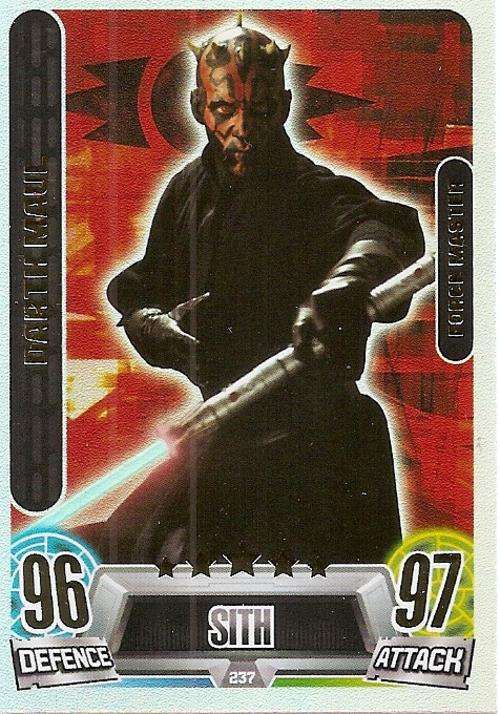 STAR WARS 2013 - FORCE ATTAX MOVIE SERIES 2 - DARTH MAUL `FORCE MASTER` CARD 237